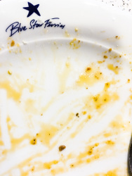 eaten up meal on a plate with lettering blue star ferries