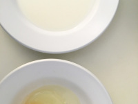 first part of preparing french toast with milk and egg