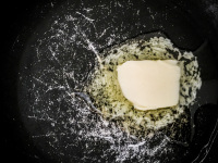 for the third part of preparing french toast to melt butter in a pan
