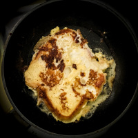 to sear the in egg and milk dipped toast in butter is the fourth part of preparing french toast