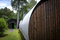 nissen huts in the memorial site of the airlift museum in faßberg in lower saxony