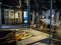 pieces of wood for fire on a fire pit in the museum römstedthaus in bergen in lower saxony