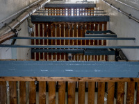 view in a hose tower at the fire department in unterlüß in lower saxony