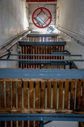 view in a hose tower at the fire department in unterlüß in lower saxony
