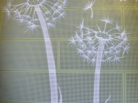 on a light green wall painted dandelions in a kindergarden wich named dandelions