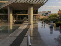 the stairs in front of the entrance of the acropolis museum in makriyannis in athens
