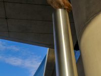an owl on a stele at the entrance of the acropolis museum in makriyanni in athens