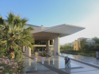 the entrance of the acropolis museum in makriyanni in athens in a lovely evening light