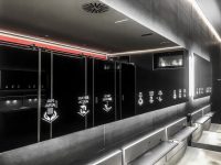 the modern washroom of a rest stop on the E45 near trient in trentino south tyrol