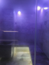 purple light in the sauna at the spa area of the regent boutique hotel & spa in san marino