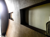 modern shelves with deco in the entrance of the esprit hotel in bratislava