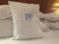 nice soft pillows in a bed in the holiday inn express in cologne mühlheim