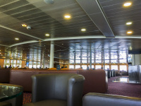 the lounge on a blue star ferry from piraeus to rhodes