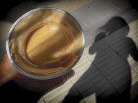 self-portrait with shadow and coffee