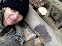 self-portrait with fun to chop wood