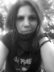 self-portrait as a fan of iron maiden, black-and-white