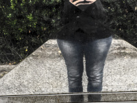 funny mirror self-portrait with handy