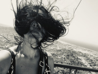 self-portrait with a remarkable hairstyle, black-and-white