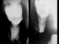 double self-portrait at work and private, black-and-white