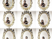 ninefold self-portrait in a golden mirror