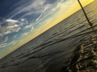 blue-yellow evening sky at the coast of north sea