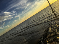 blue-yellow evening sky at the coast of north sea