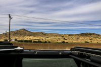 out of a sahara jeep  the greek landscape near euboea is passing by