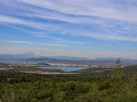 view of the city chalkida on the peninsula euboea