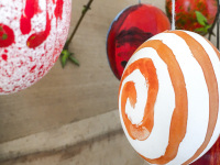 self painted eggs for eastern in red and orange nuances