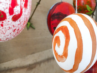 self painted eggs for eastern in red and orange nuances