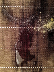 a little puddle and yellow powder on a brown hand towel