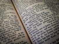 the gospel luke 21,20 in an old bible in an old font