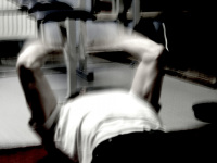 a young man from unterlüß trains at the weight bench in the youth center