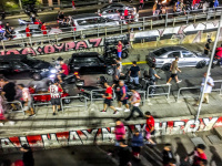 after a football match in piraeus the fans are passing the street