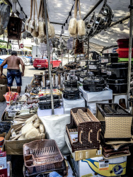 much various stuff for sale on a funfair in kremasti on rhodes