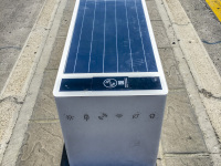 a solar bank at the harbor of rhodes