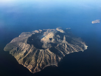 an aerial view to the dodecanese island nisyros in the aegean sea