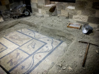 excavation work in the grandmaster palace of rhodes, where they found a mosaic floor