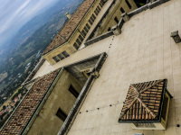 the roof of the secretariat of state for culture in san marino in italy with a view to the landscape around san marino