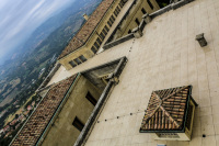 the roof of the secretariat of state for culture in san marino in italy with a view to the landscape around san marino