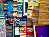 colorful handmade carpets at a shop in athens in greece