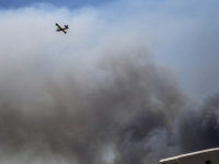 a fire plane above a very big clowd of smoke at the fire in kiotari on rhodes in 2023