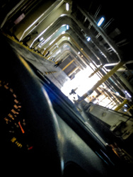 view from a car, which is driving out of the ferry boat blue star in greece