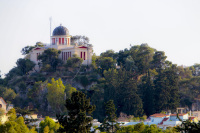 the athens national observatorium in thissio in athens on a hill