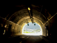 the end of a tunnel on the highway 5 in greece near gavrolimni