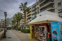 a periptero kiosk at the promenade at pasalimani in piraeus